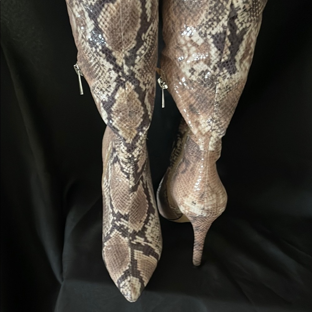 Chic Snakeskin Over the Knee High Boot